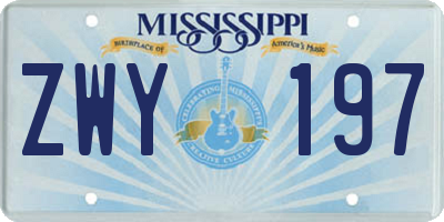 MS license plate ZWY197