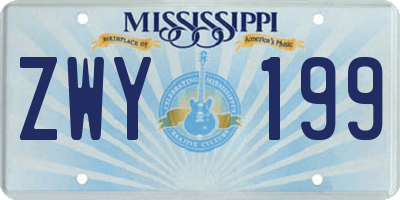 MS license plate ZWY199