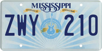 MS license plate ZWY210