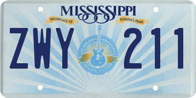 MS license plate ZWY211