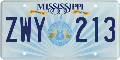 MS license plate ZWY213