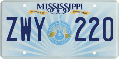 MS license plate ZWY220