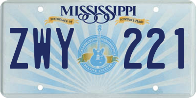 MS license plate ZWY221