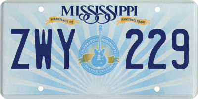 MS license plate ZWY229