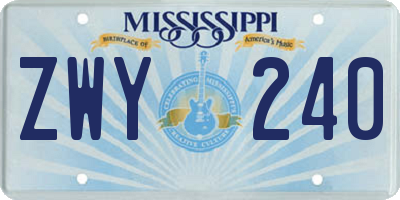 MS license plate ZWY240