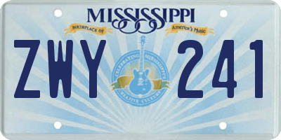 MS license plate ZWY241