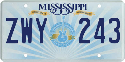 MS license plate ZWY243