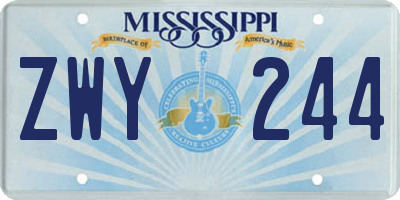 MS license plate ZWY244
