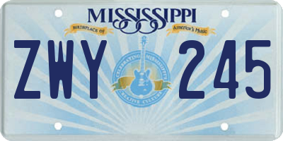 MS license plate ZWY245