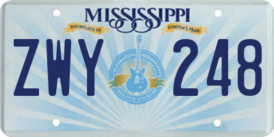 MS license plate ZWY248