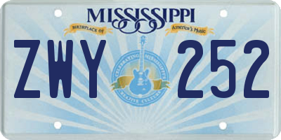 MS license plate ZWY252
