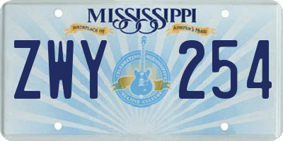 MS license plate ZWY254