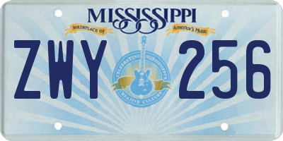 MS license plate ZWY256