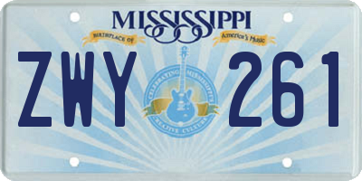 MS license plate ZWY261