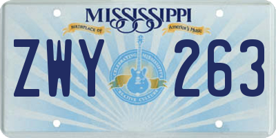 MS license plate ZWY263