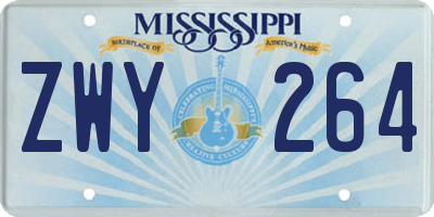 MS license plate ZWY264