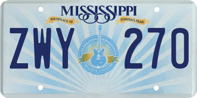 MS license plate ZWY270