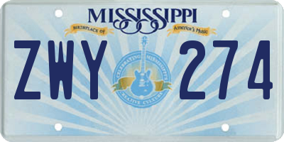 MS license plate ZWY274