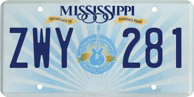 MS license plate ZWY281