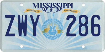 MS license plate ZWY286