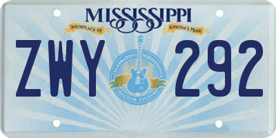 MS license plate ZWY292