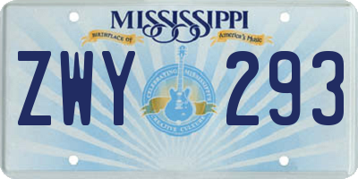 MS license plate ZWY293