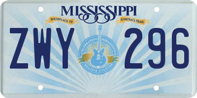 MS license plate ZWY296