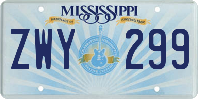 MS license plate ZWY299