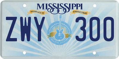 MS license plate ZWY300