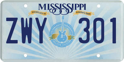 MS license plate ZWY301