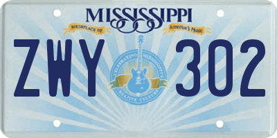 MS license plate ZWY302
