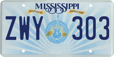 MS license plate ZWY303