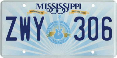MS license plate ZWY306