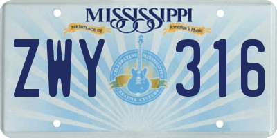 MS license plate ZWY316
