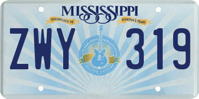MS license plate ZWY319