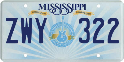 MS license plate ZWY322