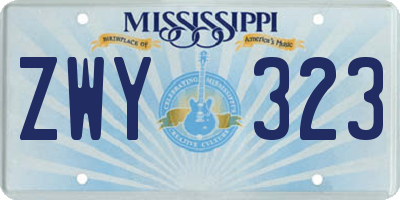 MS license plate ZWY323