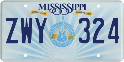 MS license plate ZWY324