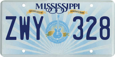 MS license plate ZWY328