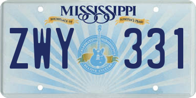 MS license plate ZWY331