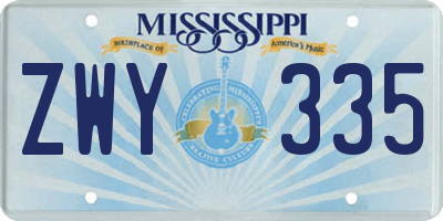 MS license plate ZWY335