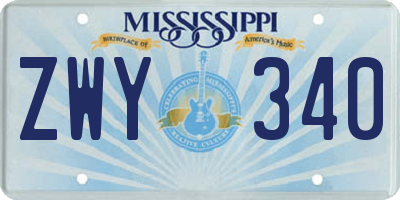 MS license plate ZWY340