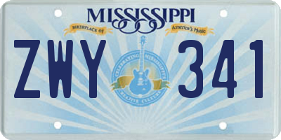 MS license plate ZWY341