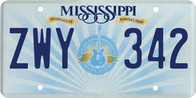 MS license plate ZWY342