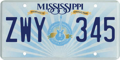 MS license plate ZWY345