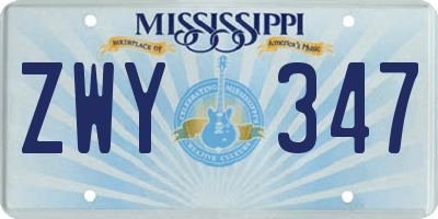MS license plate ZWY347