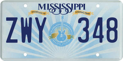 MS license plate ZWY348