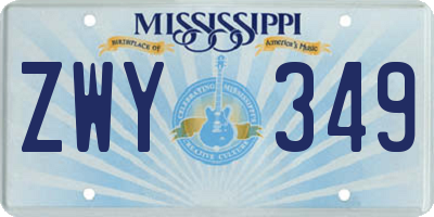 MS license plate ZWY349