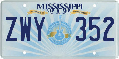 MS license plate ZWY352