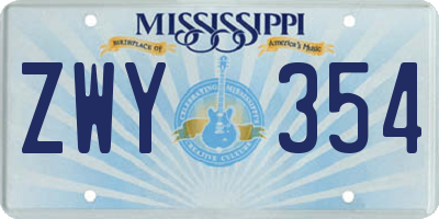 MS license plate ZWY354